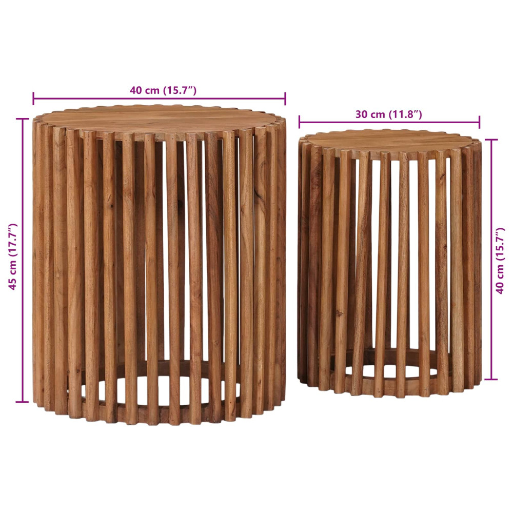 Produktbild för Handgjord Sidobord Sats 2 pcs Teakbrun 40 x 40 x 45 cm