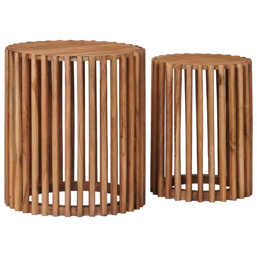 Produktbild för Handgjord Sidobord Sats 2 pcs Teakbrun 40 x 40 x 45 cm