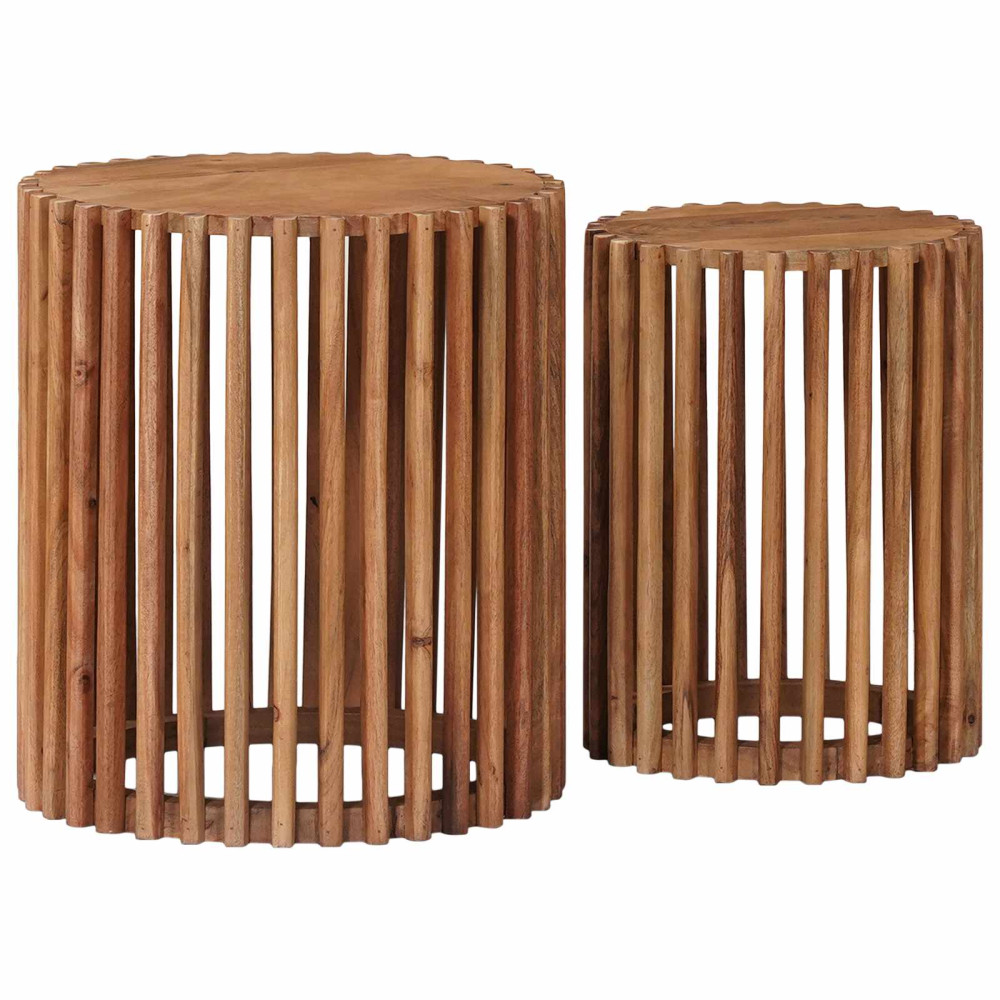 Produktbild för Handgjord Sidobord Sats 2 pcs Teakbrun 40 x 40 x 45 cm