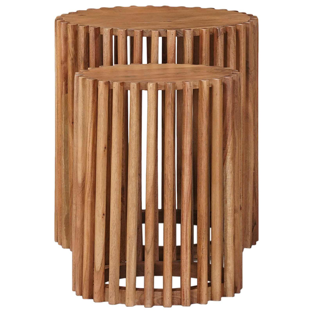 Produktbild för Handgjord Sidobord Sats 2 pcs Teakbrun 40 x 40 x 45 cm