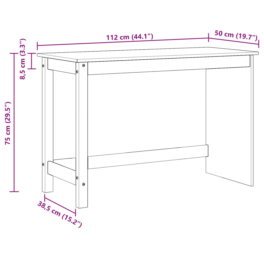 Produktbild för Skrivbord Honung brun 112 x 50 x 75 cm Massiv furu