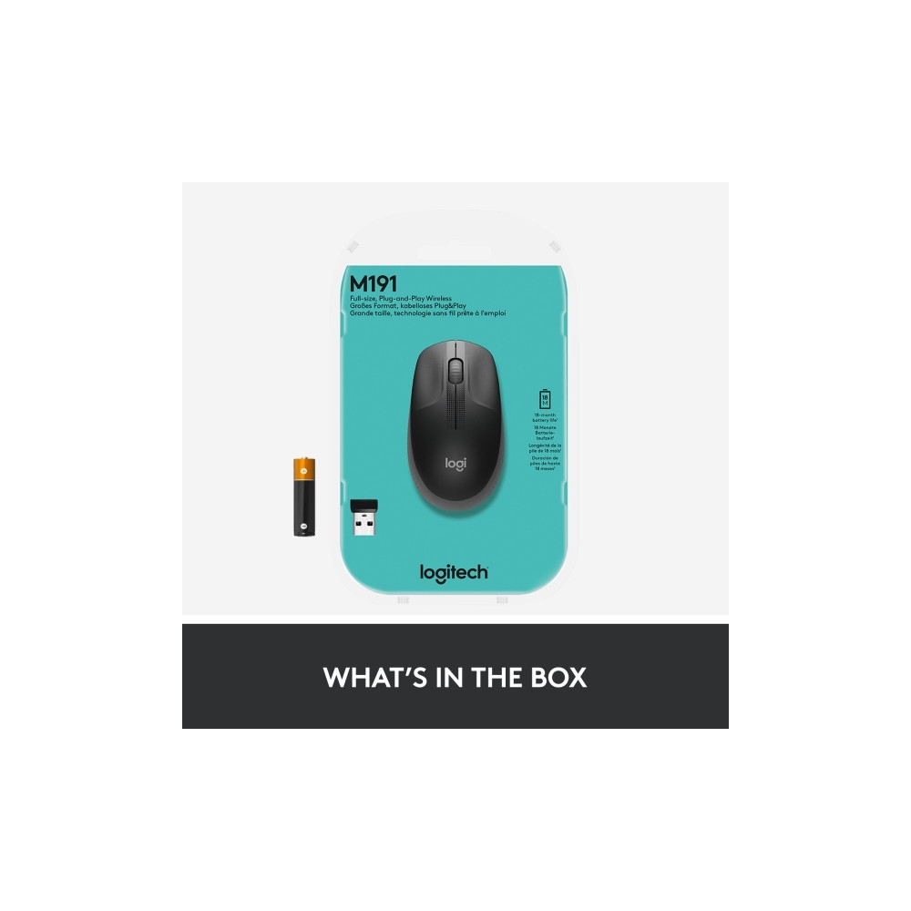 Produktbild för Logitech M190 - mus - träkol