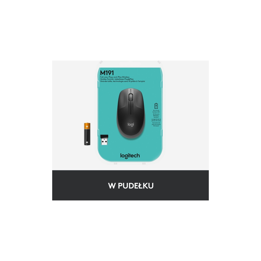 Produktbild för Logitech M190 - mus - träkol