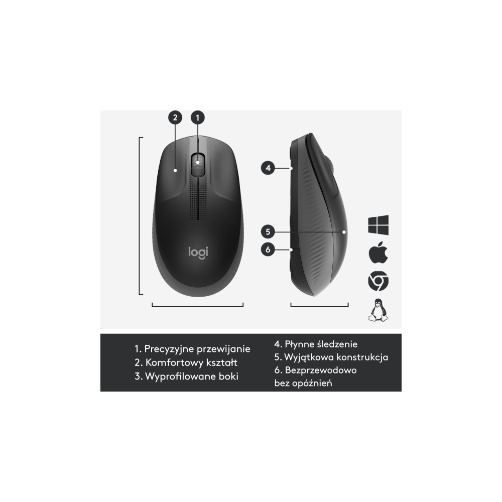 Produktbild för Logitech M190 - mus - träkol