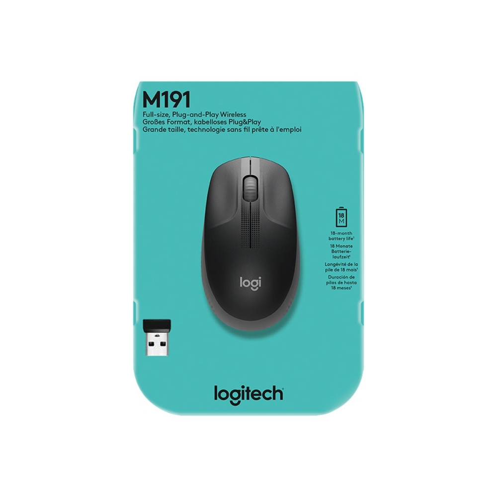 Produktbild för Logitech M190 - mus - träkol