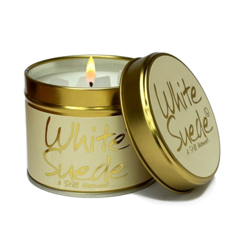 LILY FLAME CANDLES White Suede -Scented Tin Candle