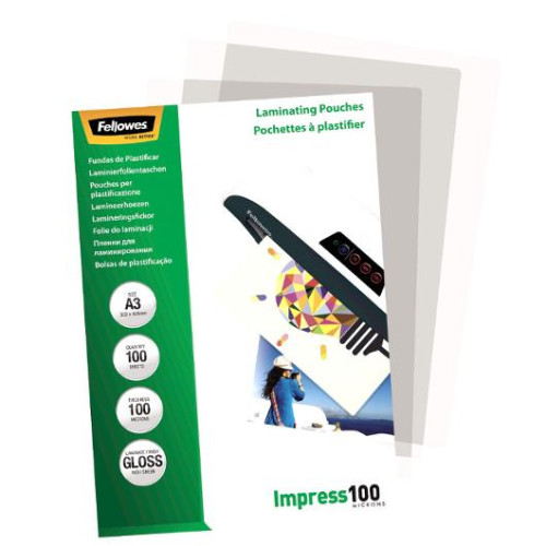 FELLOWES Laminat FELLOWES A3 100mic klar 100/fp
