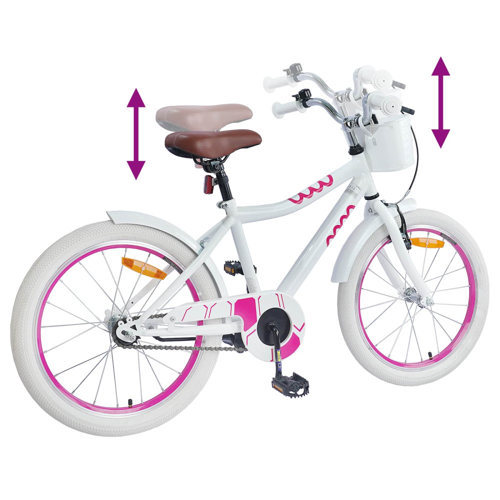 Produktbild för Barncykel 18 Tum för 5-7 år gamla Vit