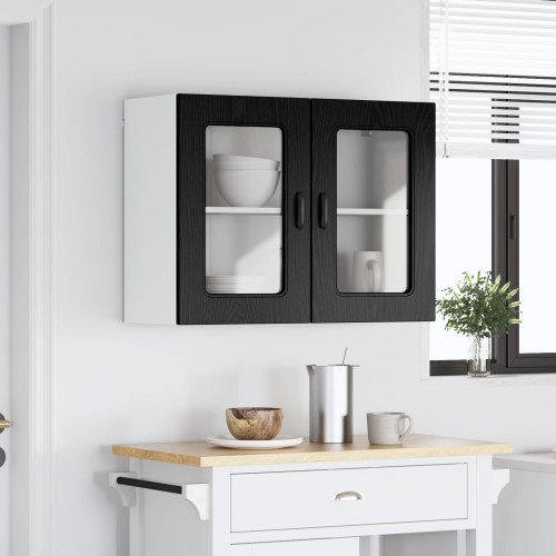 vidaXL Diskmaskin panel Kalmar Svart Ek 80 x 31 x 60 cm
