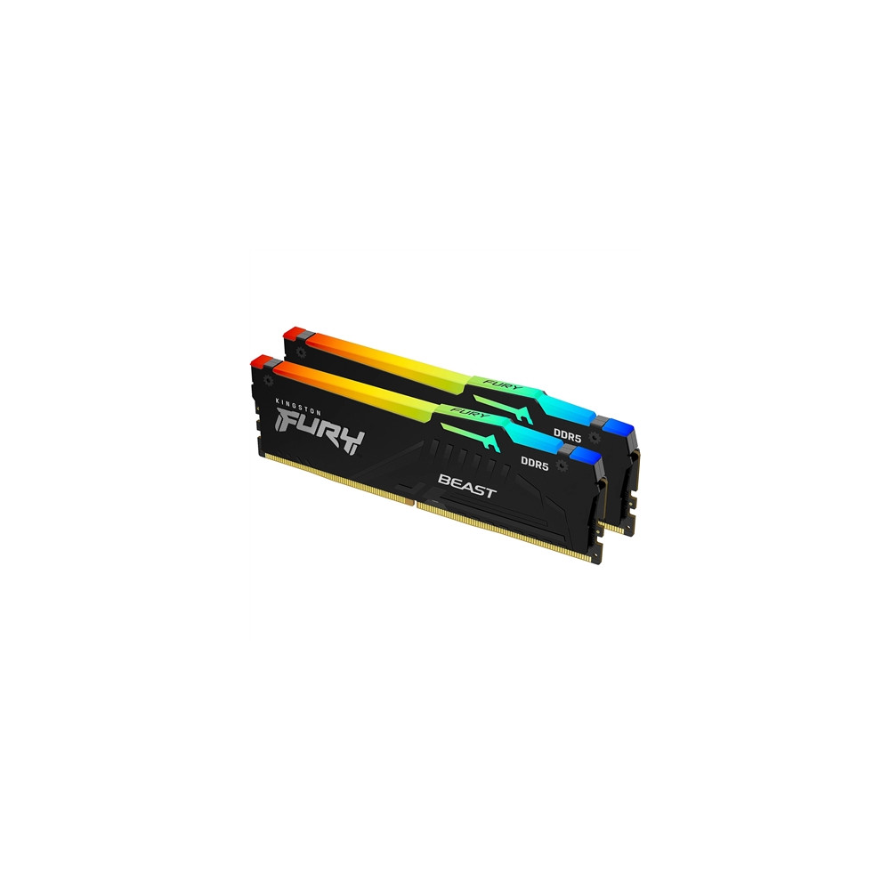 Produktbild för Kingston FURY Beast RGB - DDR5 - sats - 32 GB: 2 x 16 GB - DIMM 288-pin - 6400 MHz / PC5-51200 - ej buffrad