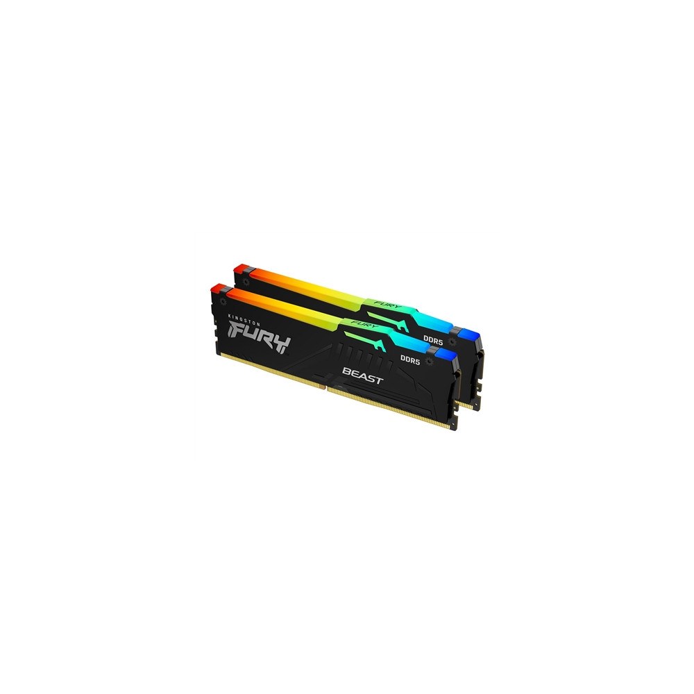 Produktbild för Kingston FURY Beast RGB - DDR5 - sats - 32 GB: 2 x 16 GB - DIMM 288-pin - 6400 MHz / PC5-51200 - ej buffrad