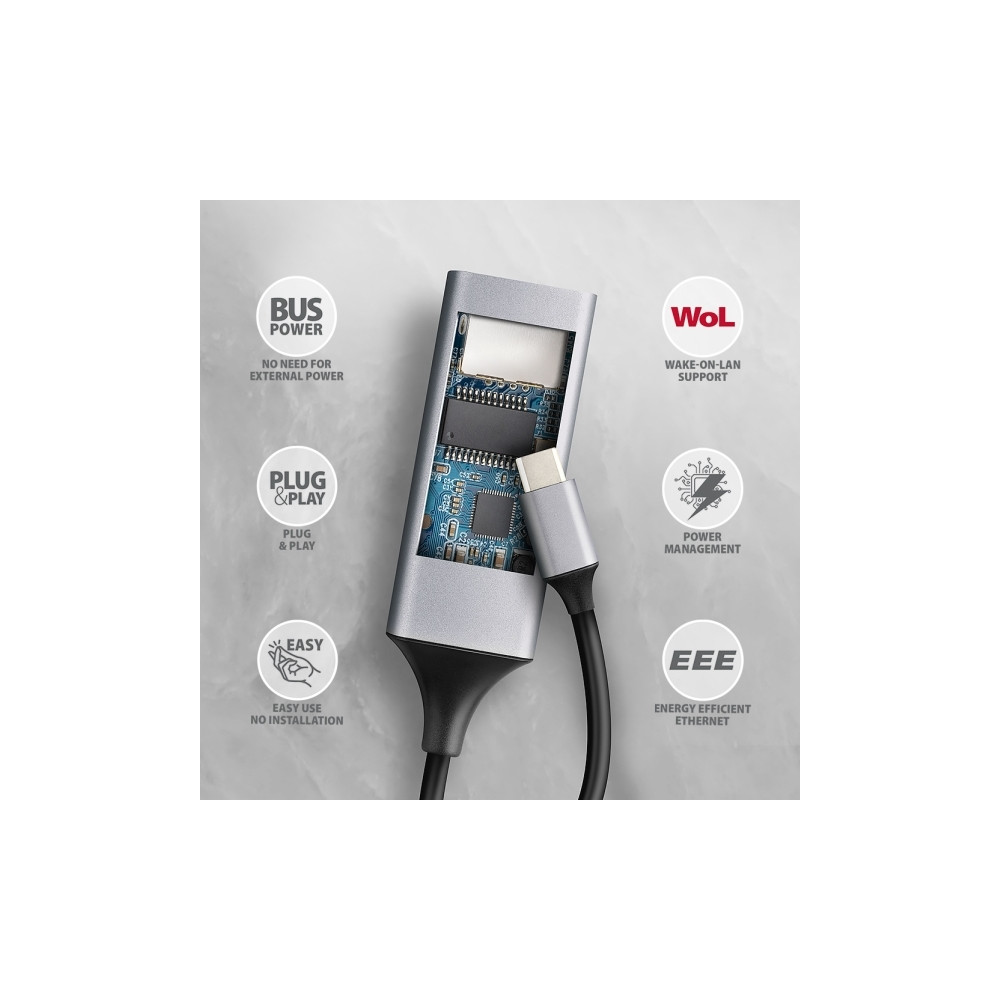 Produktbild för AXAGON ADE-TXPD - nätverksadapter - USB-C 3.2 Gen 1 - Gigabit Ethernet x 1