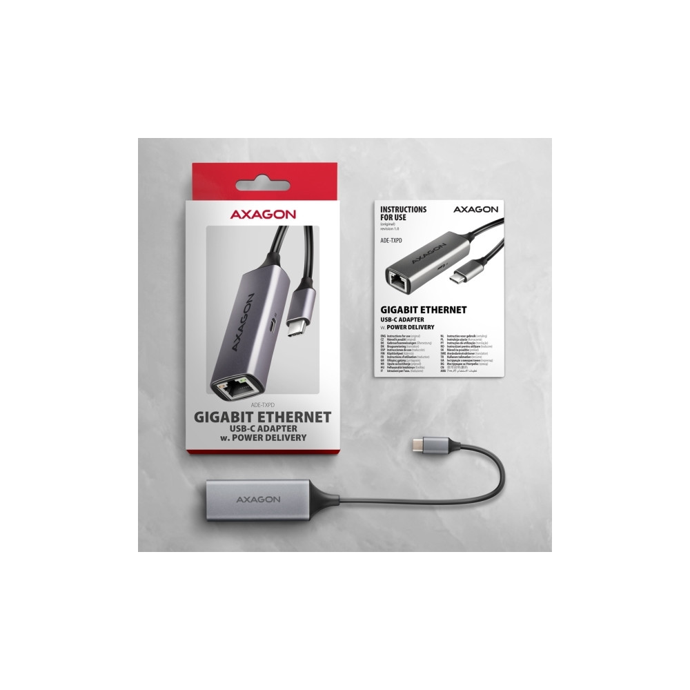 Produktbild för AXAGON ADE-TXPD - nätverksadapter - USB-C 3.2 Gen 1 - Gigabit Ethernet x 1