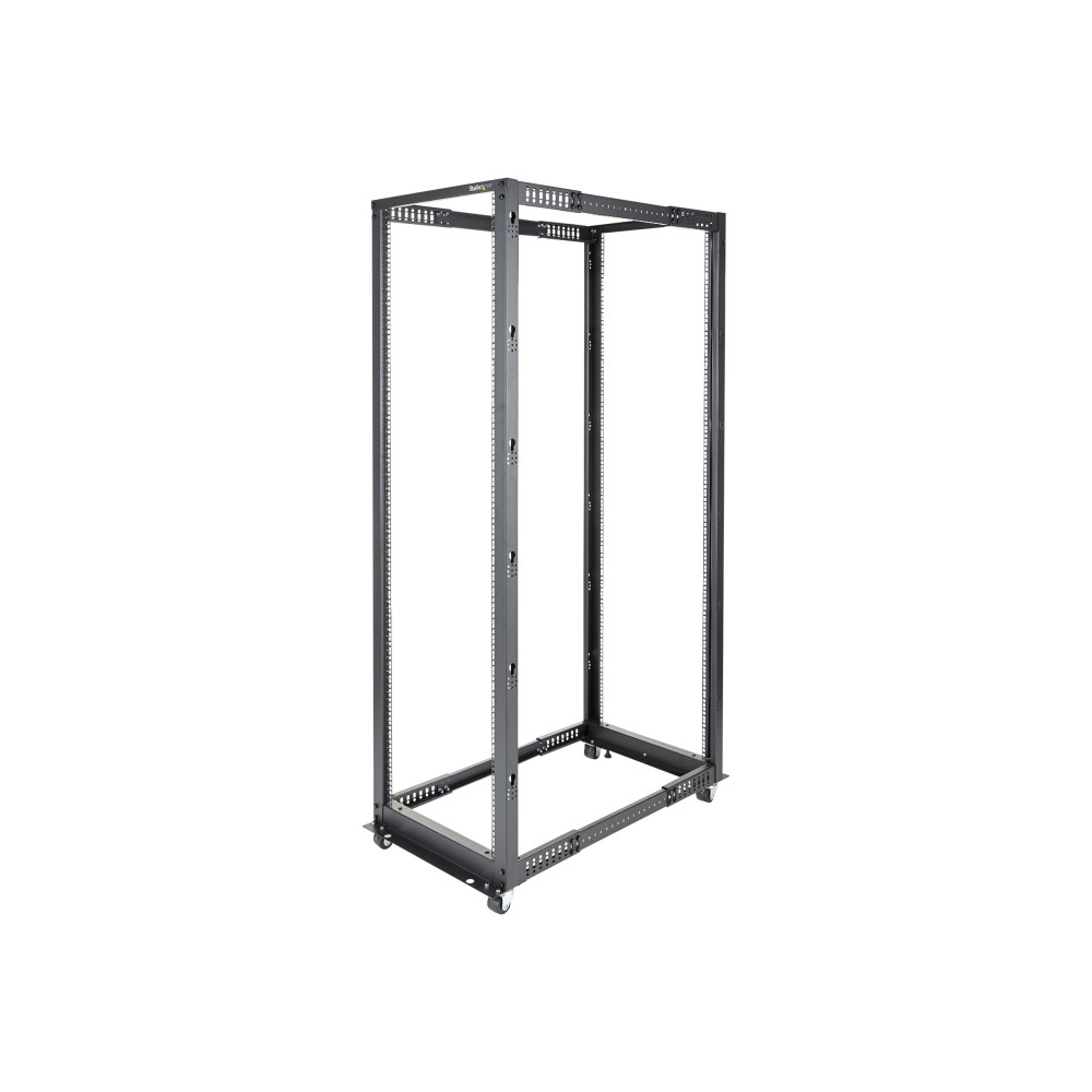 Produktbild för StarTech.com 42U 19-tums öppet serverrack - 4 stolpar justerbart djup 59-104 cm mobilt - Fristående rullande rack för nätverks-/datorutrustning - Dell PowerEdge HP ProLiant ThinkServer - rack - 42U