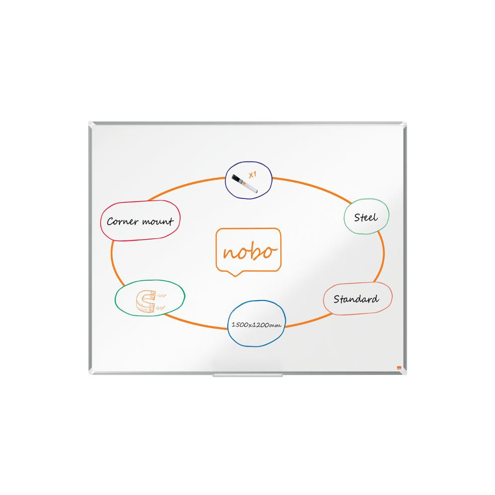 Produktbild för Whiteboard Premium Plus Stål 150x120cm