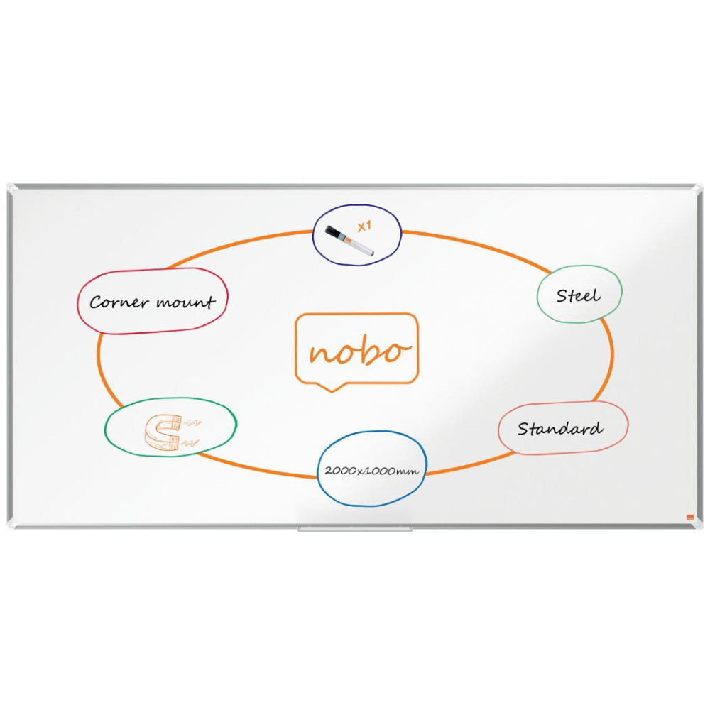 Produktbild för Whiteboard Premium Plus Stål 200x100cm