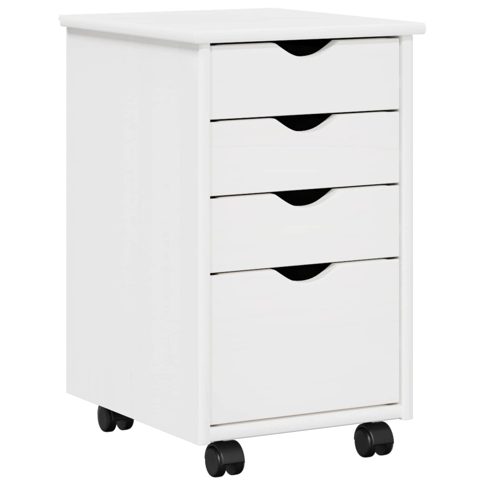 Produktbild för Rullande skåp med hjul Vit 34 x 39 x 56 cm Massivt furu