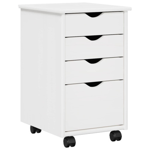 vidaXL Rullande skåp med hjul Vit 34 x 39 x 56 cm Massivt furu