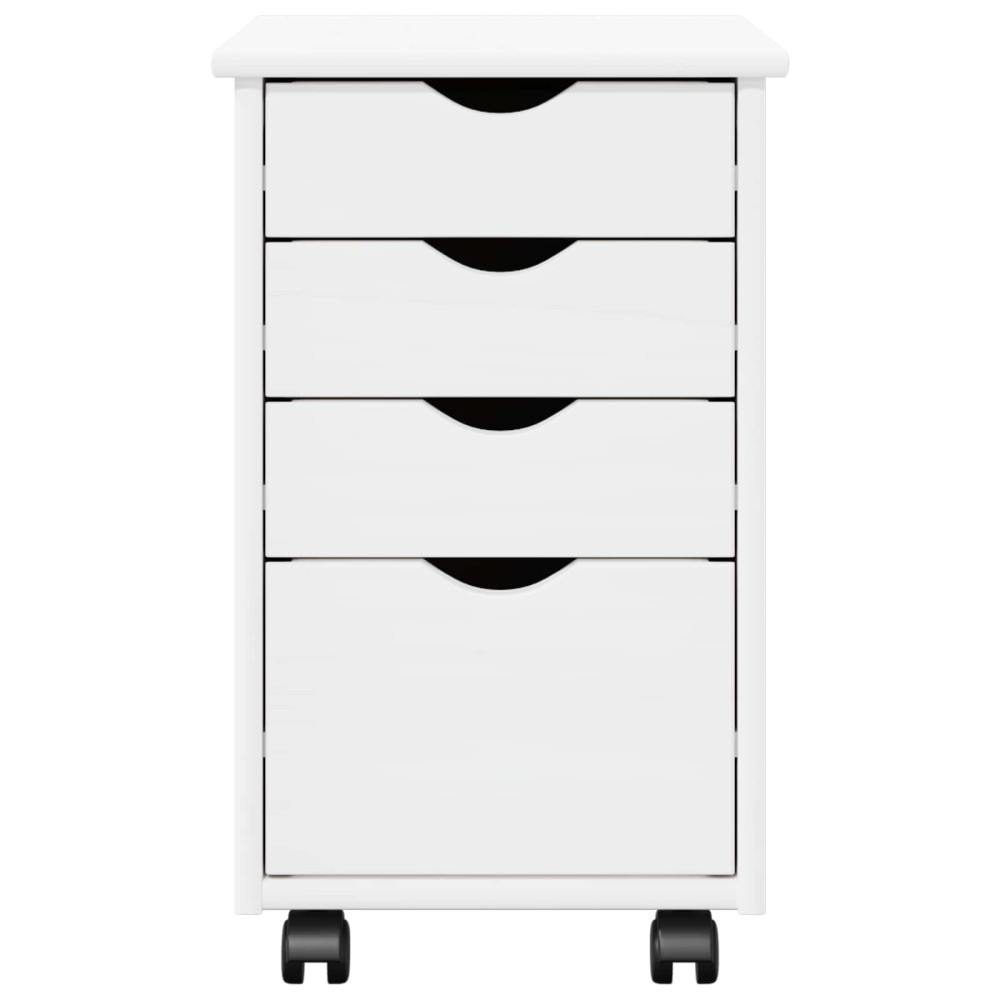 Produktbild för Rullande skåp med hjul Vit 34 x 39 x 56 cm Massivt furu