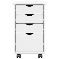 Produktbild för Rullande skåp med hjul Vit 34 x 39 x 56 cm Massivt furu