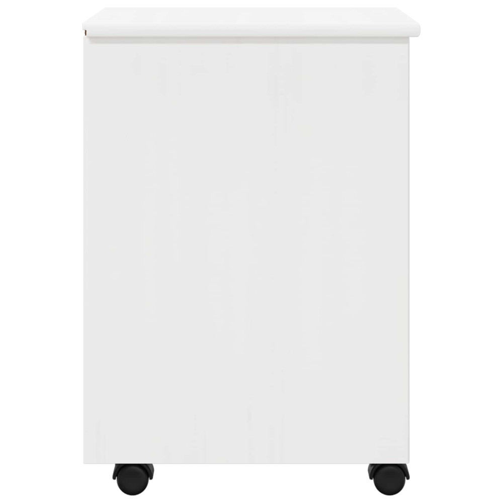 Produktbild för Rullande skåp med hjul Vit 34 x 39 x 56 cm Massivt furu