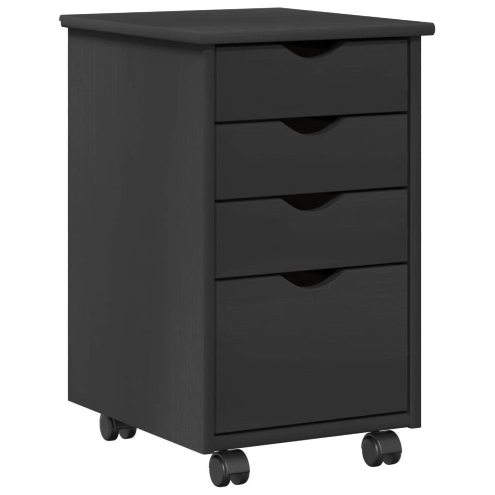 Produktbild för Rullande skåp med hjul Grå 34 x 39 x 56 cm Massivt furu