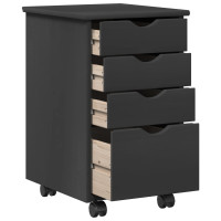 Produktbild för Rullande skåp med hjul Grå 34 x 39 x 56 cm Massivt furu