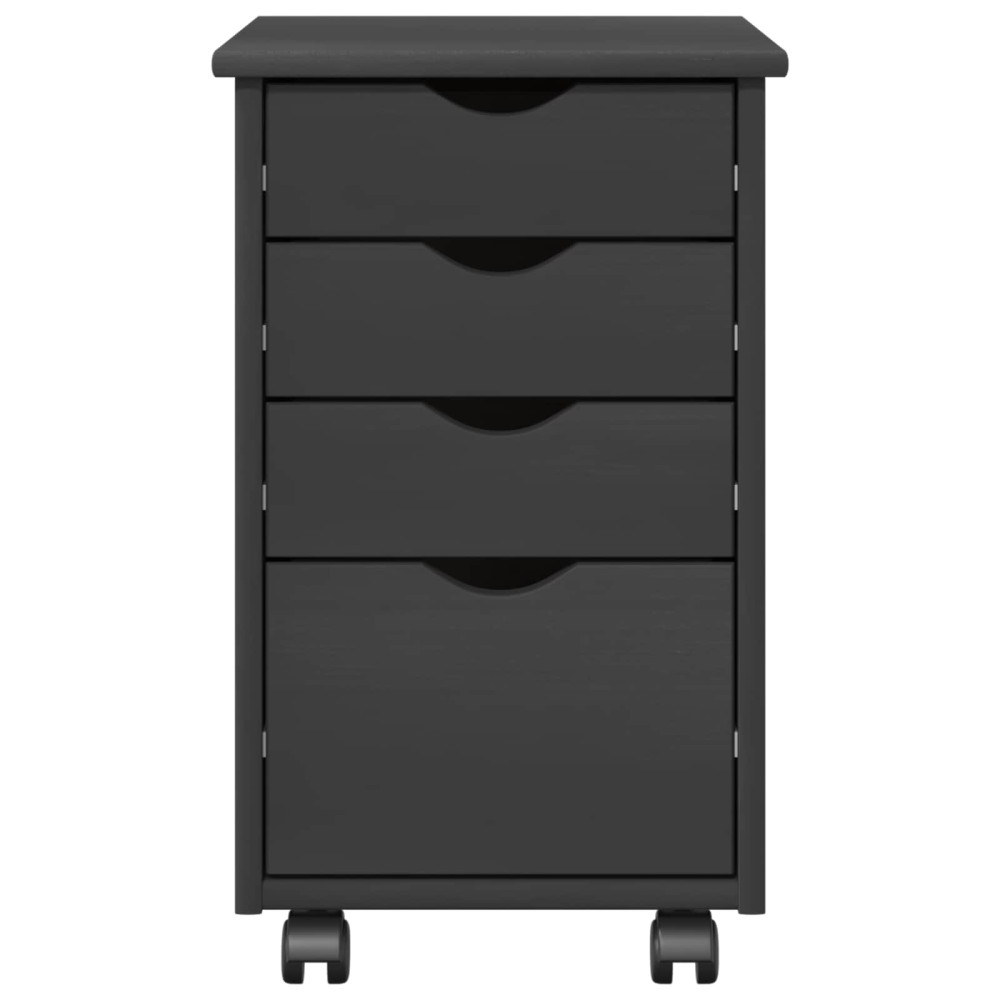 Produktbild för Rullande skåp med hjul Grå 34 x 39 x 56 cm Massivt furu