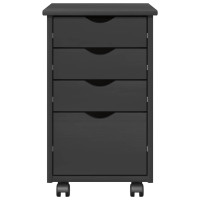 Produktbild för Rullande skåp med hjul Grå 34 x 39 x 56 cm Massivt furu