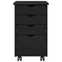Produktbild för Rullande skåp med hjul Svart 34 x 39 x 56 cm Massivt furu