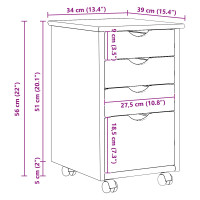 Produktbild för Rullande skåp med hjul Svart 34 x 39 x 56 cm Massivt furu
