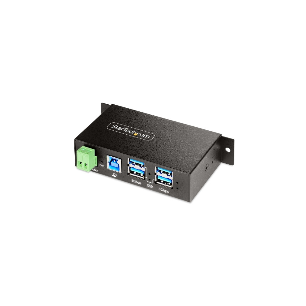 Produktbild för StarTech.com 4-Port Managed USB Hub with 4x USB-A, Heavy Duty with Metal Industrial Housing, ESD & Surge Protection, Wall/Desk/Din-Rail Mountable, USB 3.0/3.1/3.2 Gen 1 5Gbps - hubb - 4 portar - TAA-kompatibel