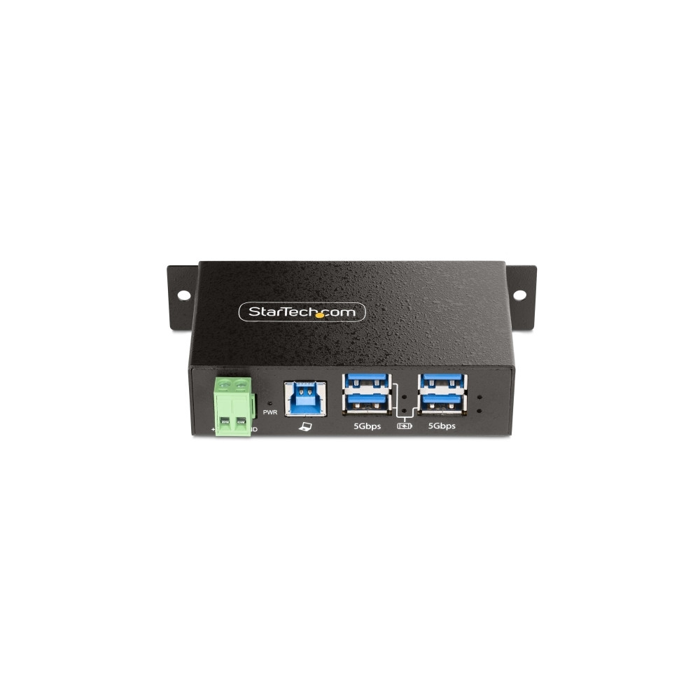 Produktbild för StarTech.com 4-Port Managed USB Hub with 4x USB-A, Heavy Duty with Metal Industrial Housing, ESD & Surge Protection, Wall/Desk/Din-Rail Mountable, USB 3.0/3.1/3.2 Gen 1 5Gbps - hubb - 4 portar - TAA-kompatibel