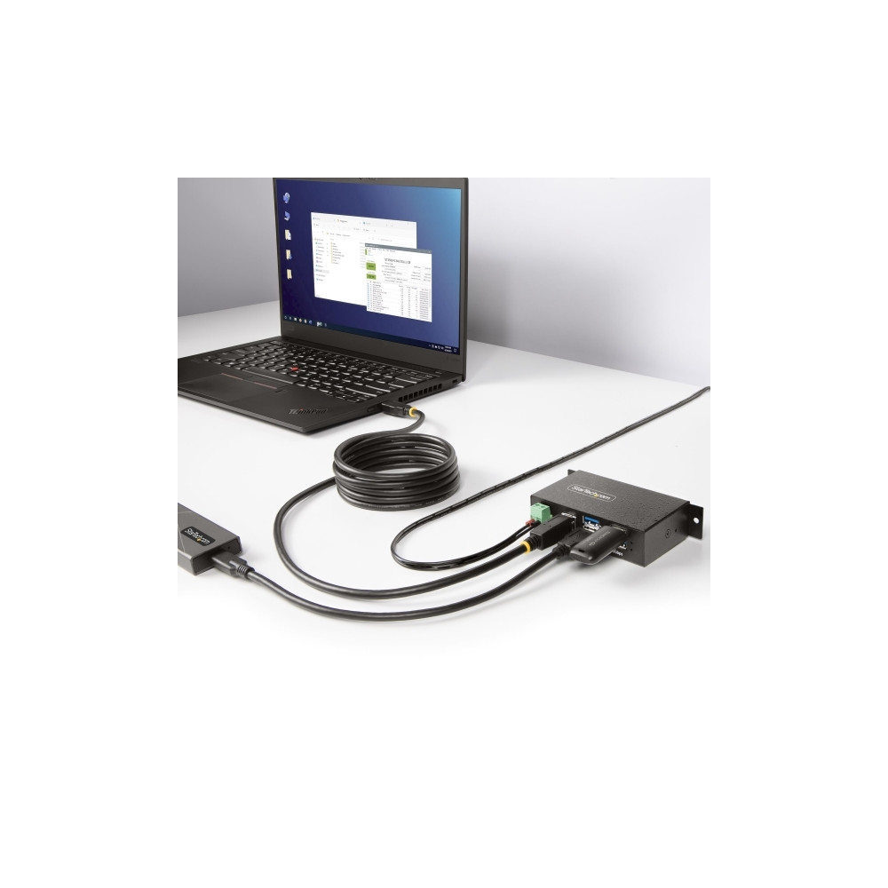 Produktbild för StarTech.com 4-Port Managed USB Hub with 4x USB-A, Heavy Duty with Metal Industrial Housing, ESD & Surge Protection, Wall/Desk/Din-Rail Mountable, USB 3.0/3.1/3.2 Gen 1 5Gbps - hubb - 4 portar - TAA-kompatibel