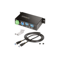 Produktbild för StarTech.com 4-Port Managed USB Hub with 4x USB-A, Heavy Duty with Metal Industrial Housing, ESD & Surge Protection, Wall/Desk/Din-Rail Mountable, USB 3.0/3.1/3.2 Gen 1 5Gbps - hubb - 4 portar - TAA-kompatibel