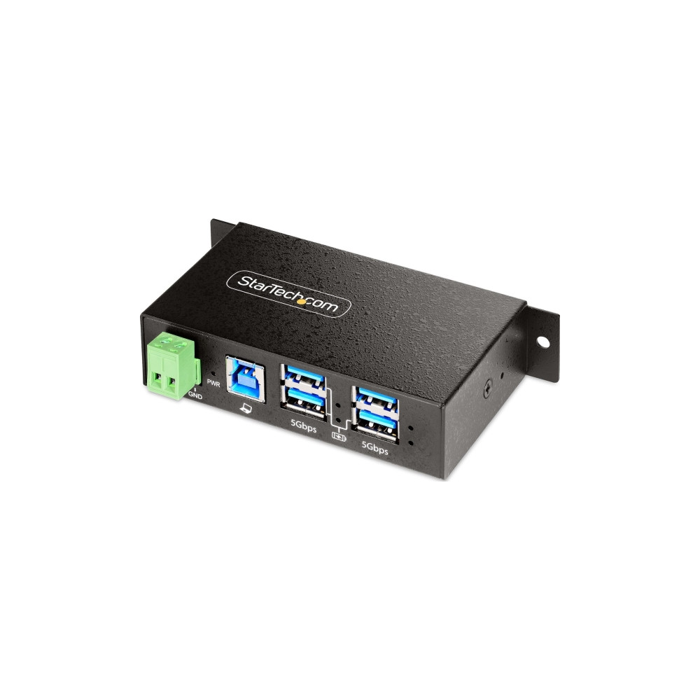 Produktbild för StarTech.com 4-Port Managed USB Hub with 4x USB-A, Heavy Duty with Metal Industrial Housing, ESD & Surge Protection, Wall/Desk/Din-Rail Mountable, USB 3.0/3.1/3.2 Gen 1 5Gbps - hubb - 4 portar - TAA-kompatibel