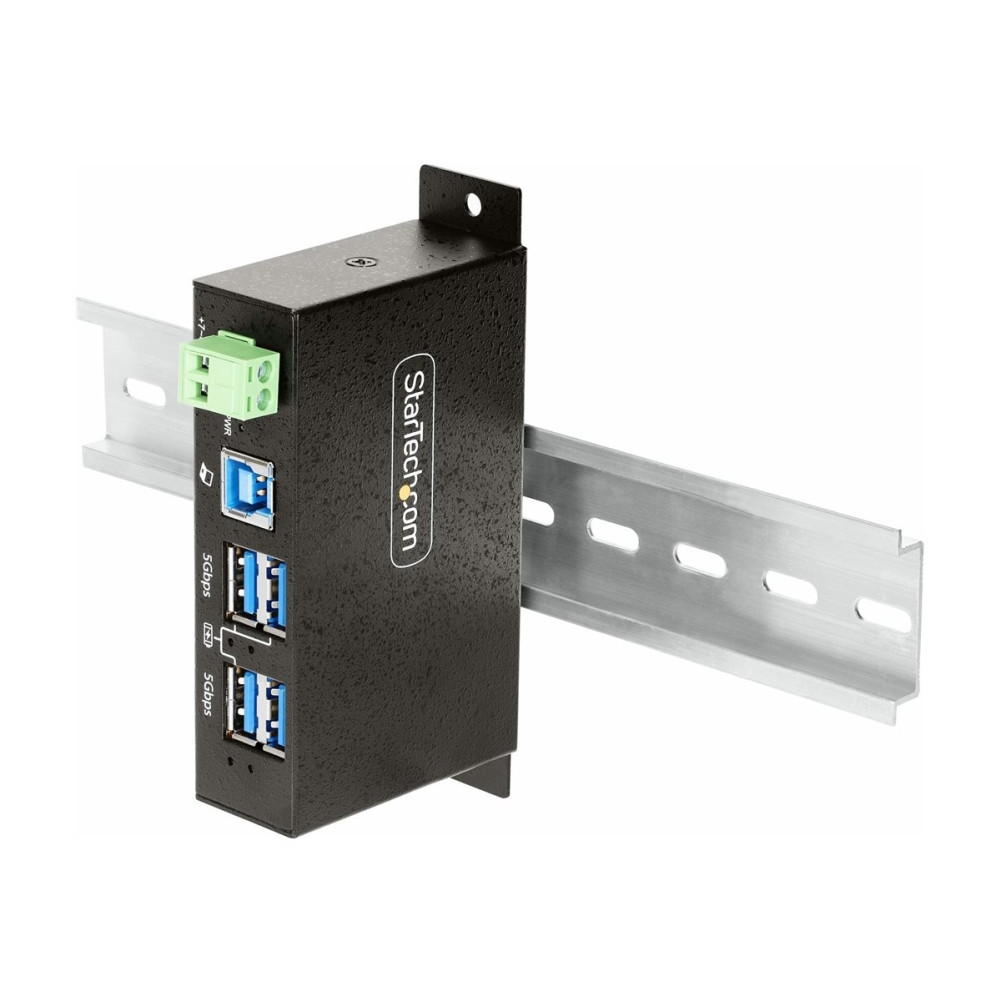 Produktbild för StarTech.com 4-Port Managed USB Hub with 4x USB-A, Heavy Duty with Metal Industrial Housing, ESD & Surge Protection, Wall/Desk/Din-Rail Mountable, USB 3.0/3.1/3.2 Gen 1 5Gbps - hubb - 4 portar - TAA-kompatibel