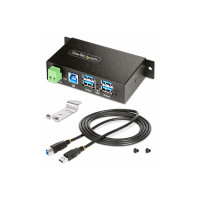 Produktbild för StarTech.com 4-Port Managed USB Hub with 4x USB-A, Heavy Duty with Metal Industrial Housing, ESD & Surge Protection, Wall/Desk/Din-Rail Mountable, USB 3.0/3.1/3.2 Gen 1 5Gbps - hubb - 4 portar - TAA-kompatibel