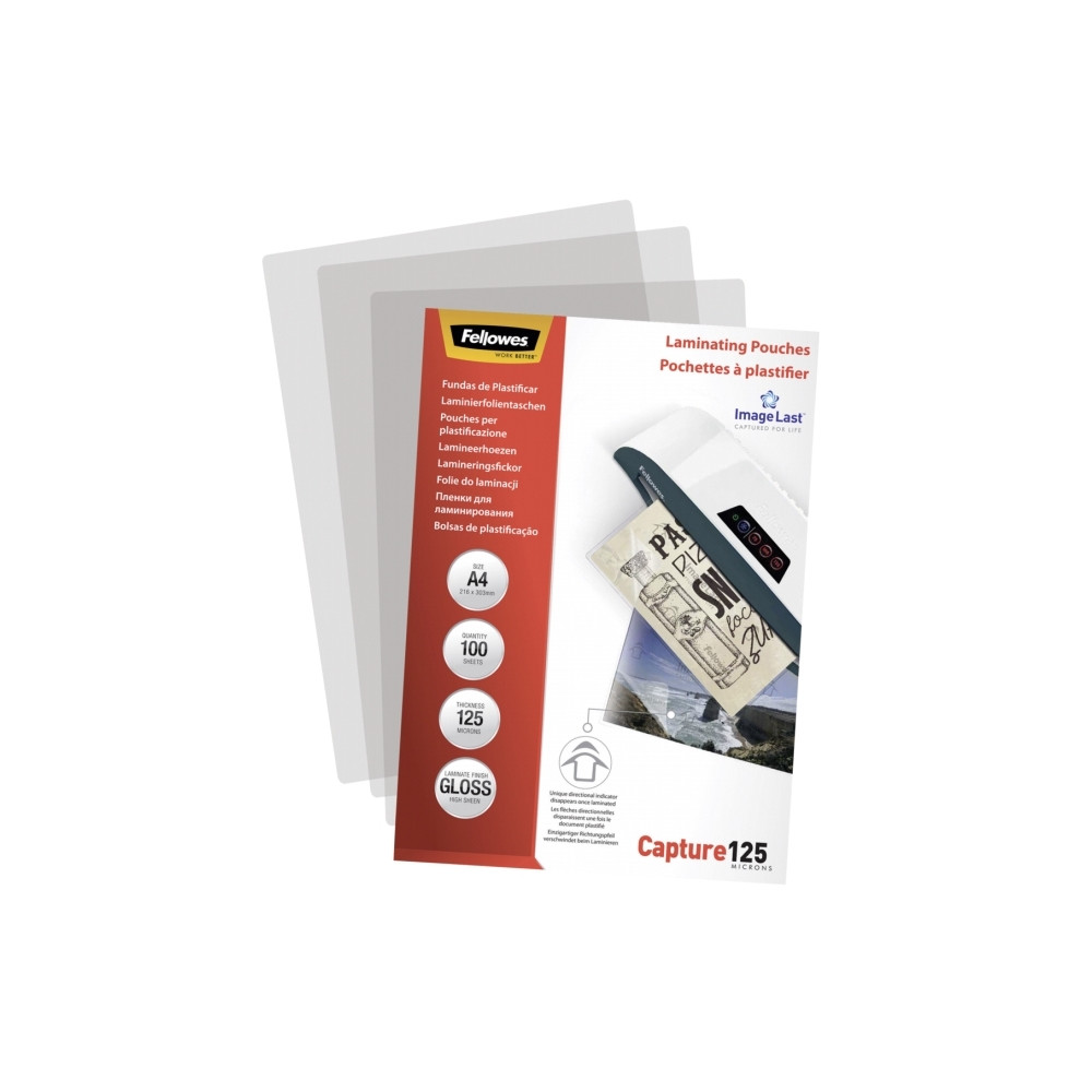 Produktbild för Fellowes Laminating Pouches Capture 125 micron - 100-pack - glättat - A4 - lamineringsfickor