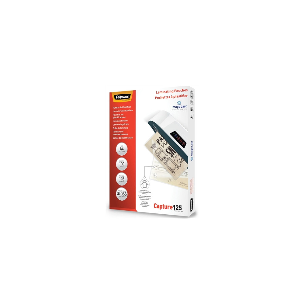 Produktbild för Fellowes Laminating Pouches Capture 125 micron - 100-pack - glättat - A4 - lamineringsfickor