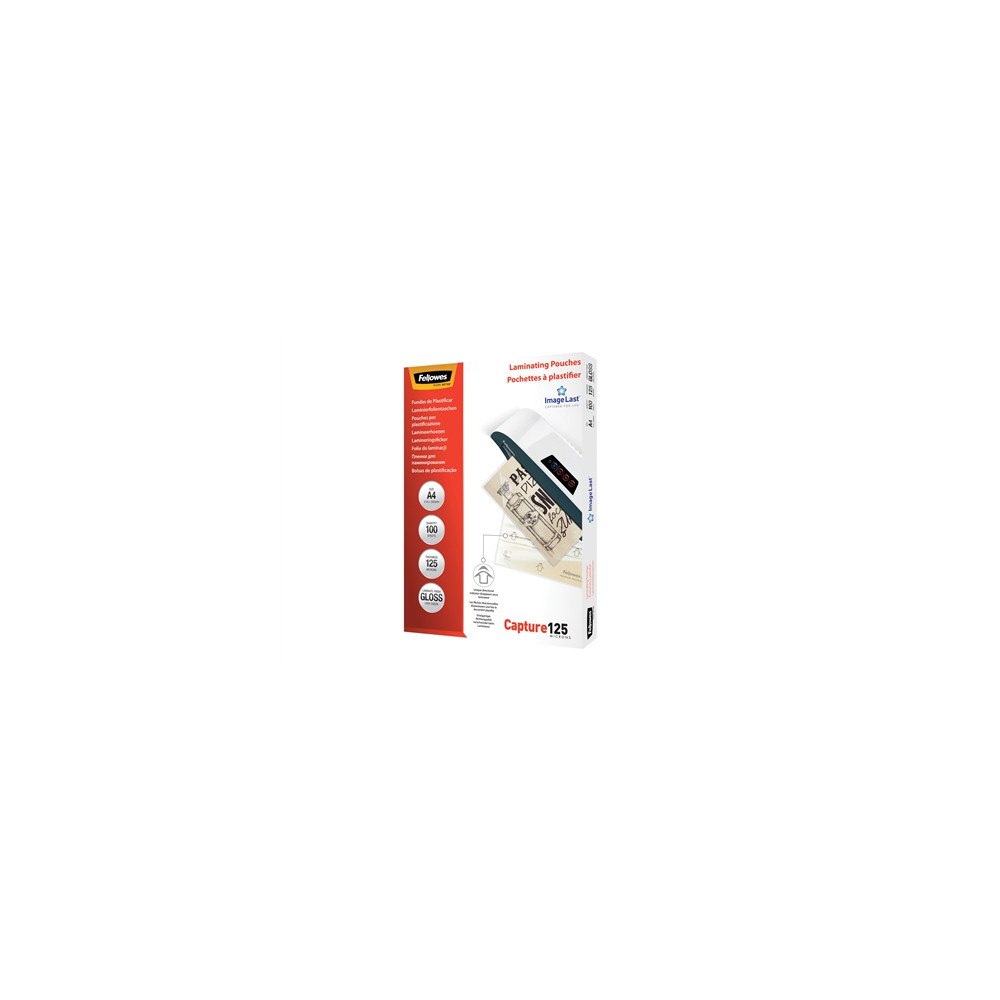Produktbild för Fellowes Laminating Pouches Capture 125 micron - 100-pack - glättat - A4 - lamineringsfickor