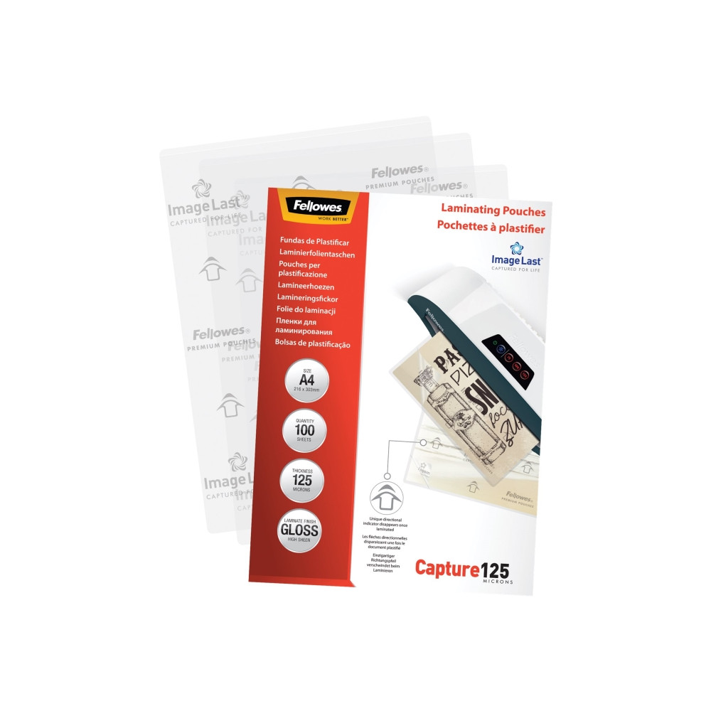 Produktbild för Fellowes Laminating Pouches Capture 125 micron - 100-pack - glättat - A4 - lamineringsfickor