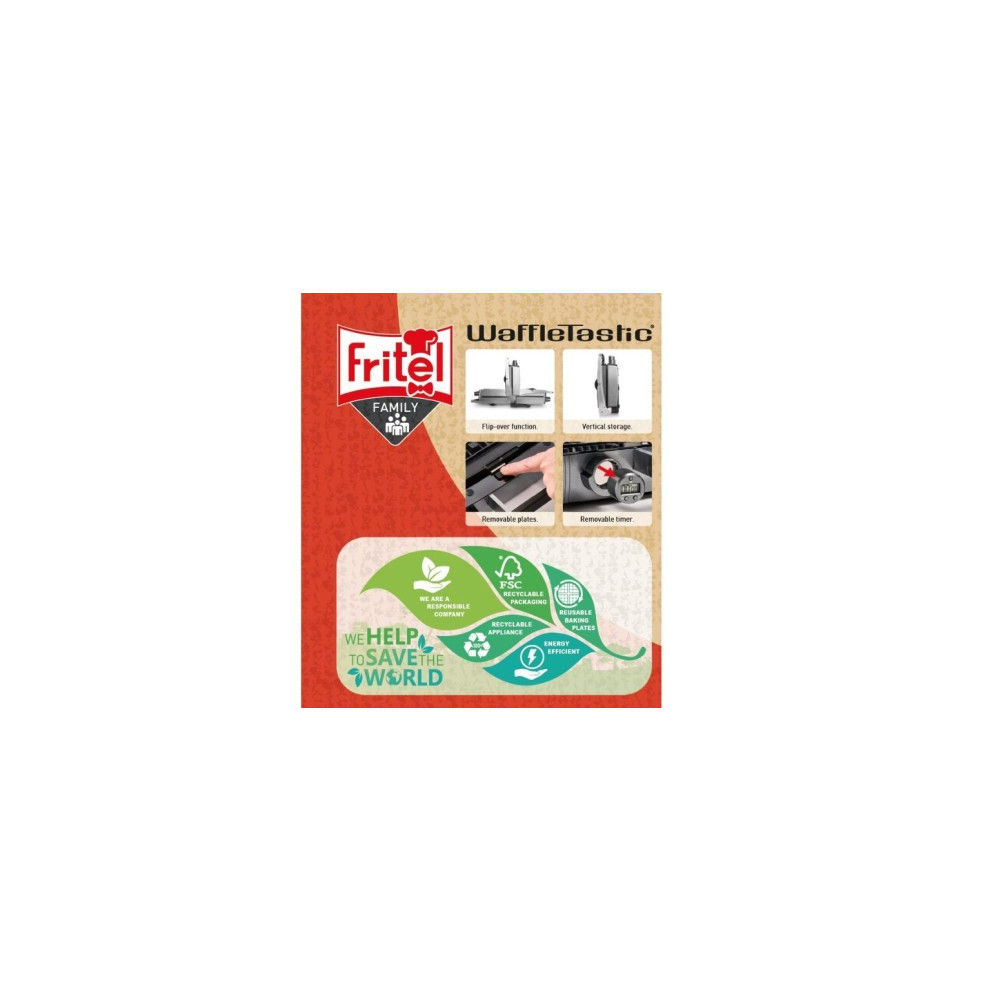 Produktbild för Fritel CW 3648, 2 våffla/våfflor, Rektangulär, Antracit, 160...