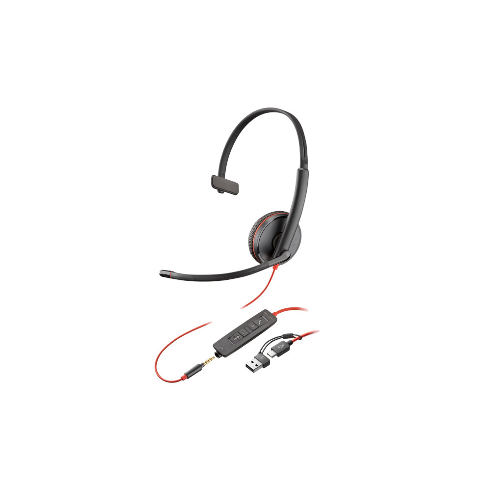 Produktbild för HP Poly Blackwire 3215 - headset - 3,5 mm kontakt, USB-C