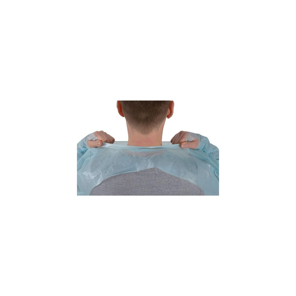 Produktbild för Förkläde 112x1250mm lång ärm blå 20/fp