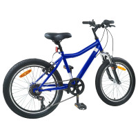 Produktbild för Barncykel 24 Tum 6-Speed för 8-12 år gamla Mörkblå