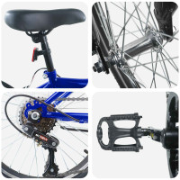 Produktbild för Barncykel 24 Tum 6-Speed för 8-12 år gamla Mörkblå