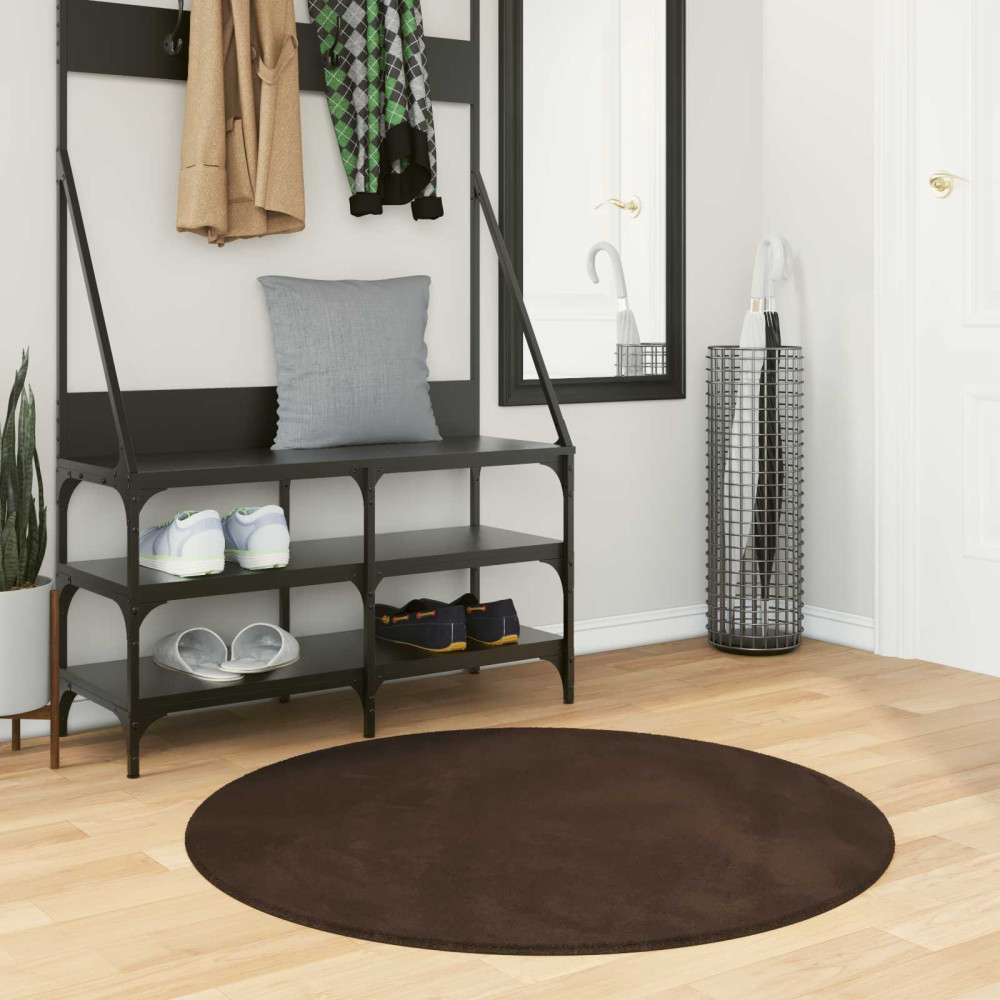 Produktbild för Mellanhög mjuk och tvättbar matta HUARTE Brun Ø 100 CM