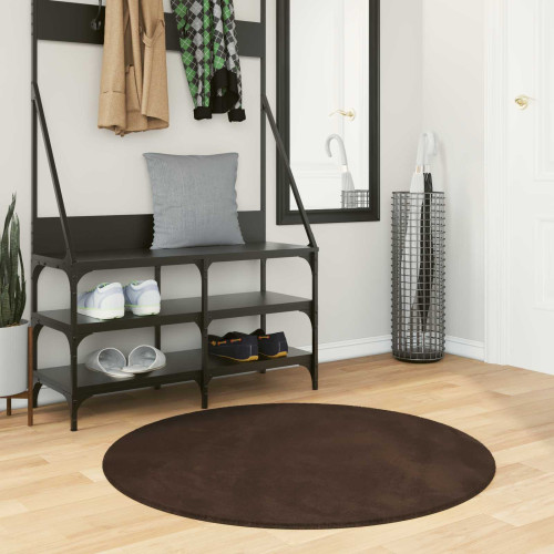 vidaXL Mellanhög mjuk och tvättbar matta HUARTE Brun Ø 100 CM