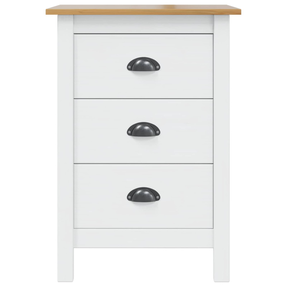Produktbild för Nattduksbord med låda HILL Vit och honung brun 46 x 35 x 65 cm